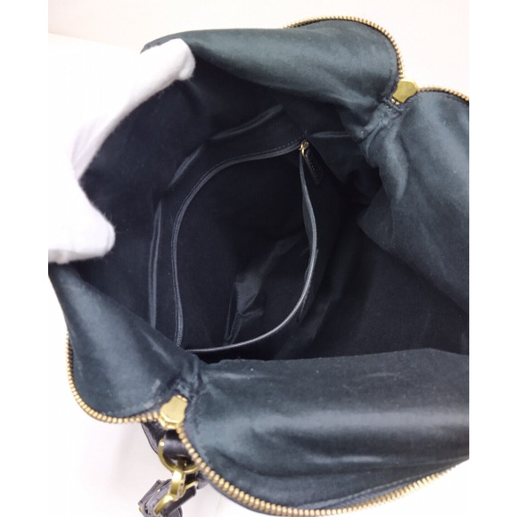 Fossil Black Pebbled Expandable Zipper Double Handles Satchel Shoulder Bag - Picture 13 of 16